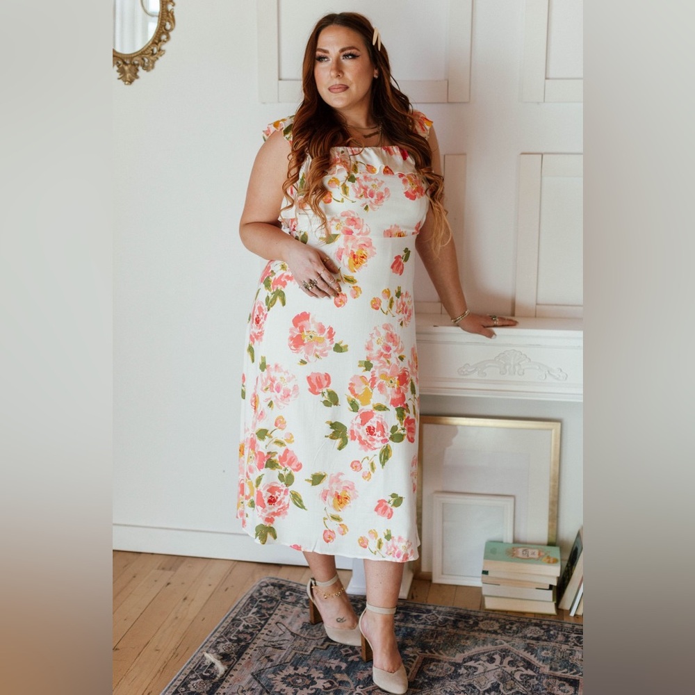 Worn Once - Sugarlips Curve Magdalena Midi Dress in Pink & W… - Picture 4 of 16